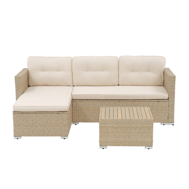PE Wicker 3-piece Outdoor Sectional Set