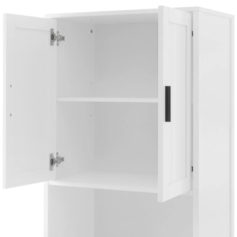 70.9" High Freestanding Tall Bathroom Cabinet with a Drawer, 2 Cabinets, 4 Soft-Close Doors, 2 Adjustable Shelves, Open Storage