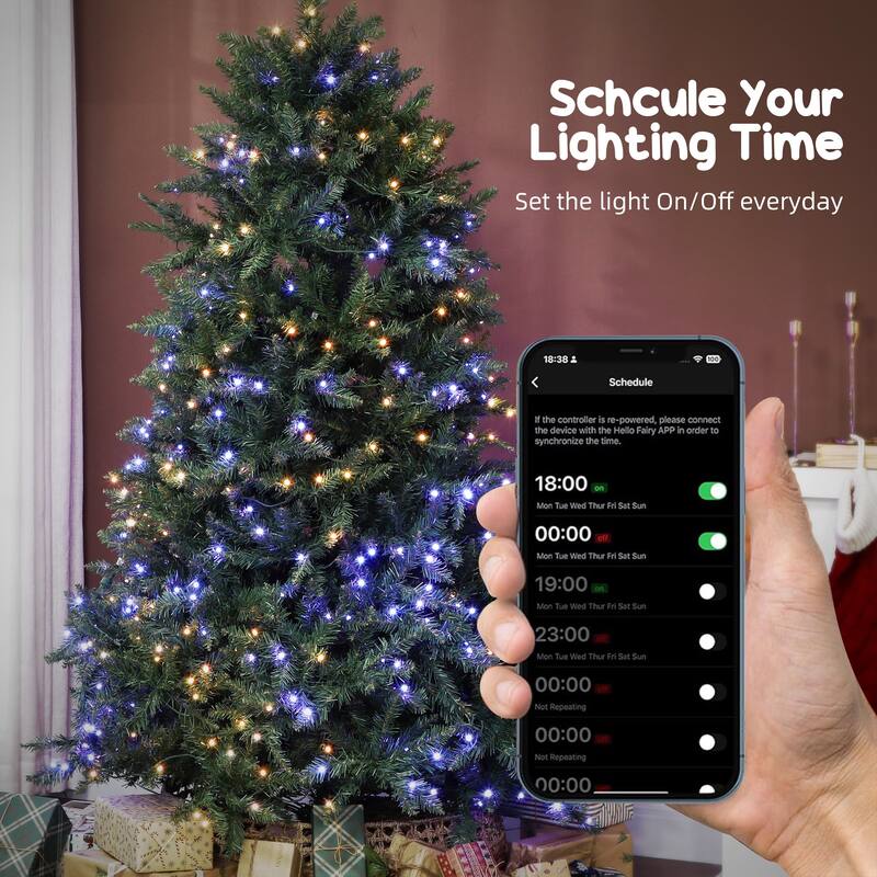 HOMCOM 6ft Smart Prelit Xmas Tree: Full-Spectrum RGB, App/Remote, Hinged, Easy Assembly, Green