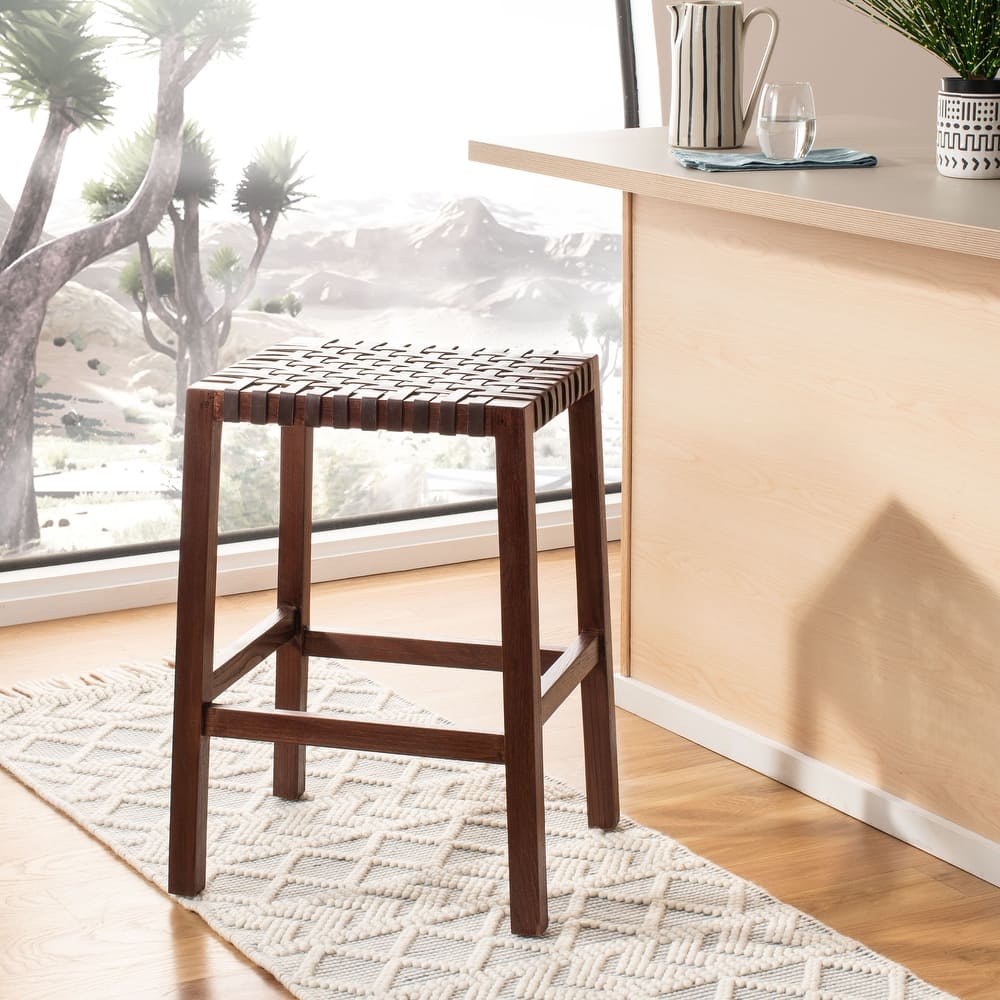 SAFAVIEH Ozgul Woven Lattice Counter Stool - 20" x 17.7" x 27.1" - 20Wx18Dx27H