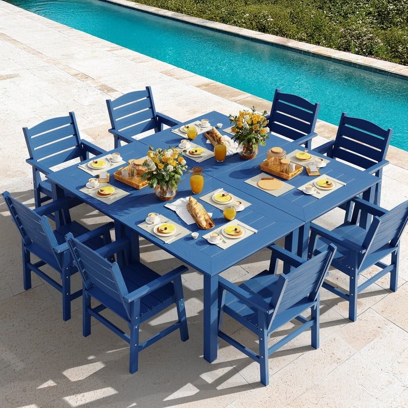 WINSOON 12-Piece HIPS All Weather Outdoor Patio Dining Sets 4-Tables and 8-Chairs