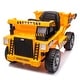preview thumbnail 1 of 78, 12V Ride-On Dump Truck - Remote Control, Electric Dump Bed, Shovel, Bluetooth, LED Lights Yellow