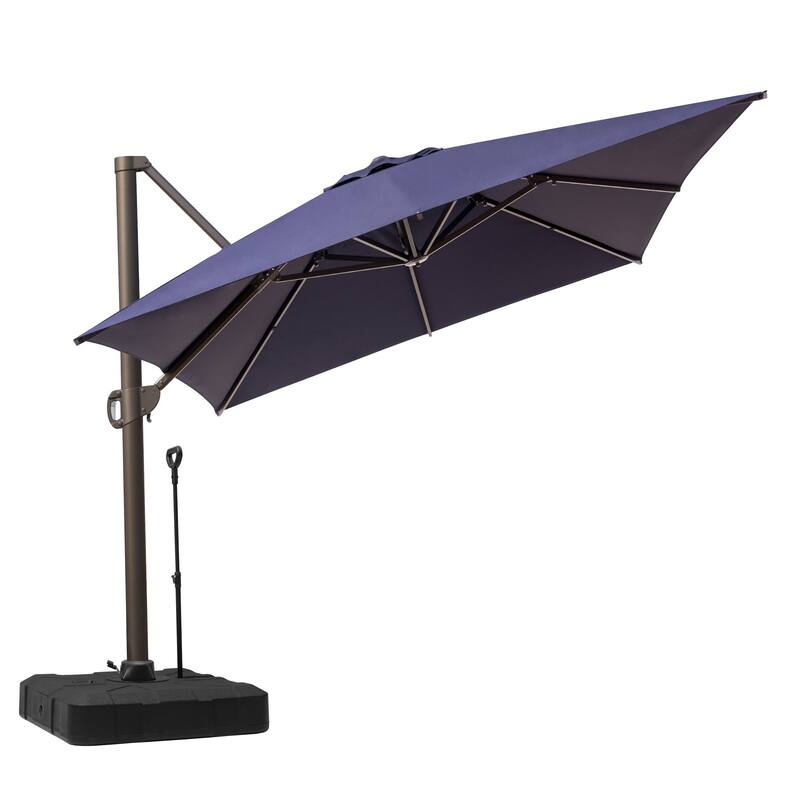 13 ft x 10 ft Outdoor Luxury Aluminum Patio Cantilever Offset Umbrella and Base with Wheels
