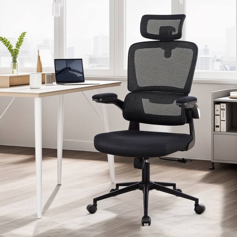 Home Office Chair, Ergonomic Desk Chair Mesh Computer Chair High-Back Executive Chair with Adjustable Headrest, Flip-up Armrests