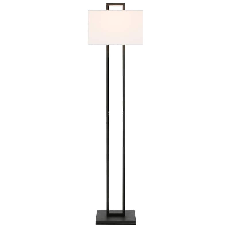 Metal Traditional Floor Lamp with Linen Shade and Rotary Socket Switch Rectangular Shape - 16” x 14” x 68” (D x W x H)