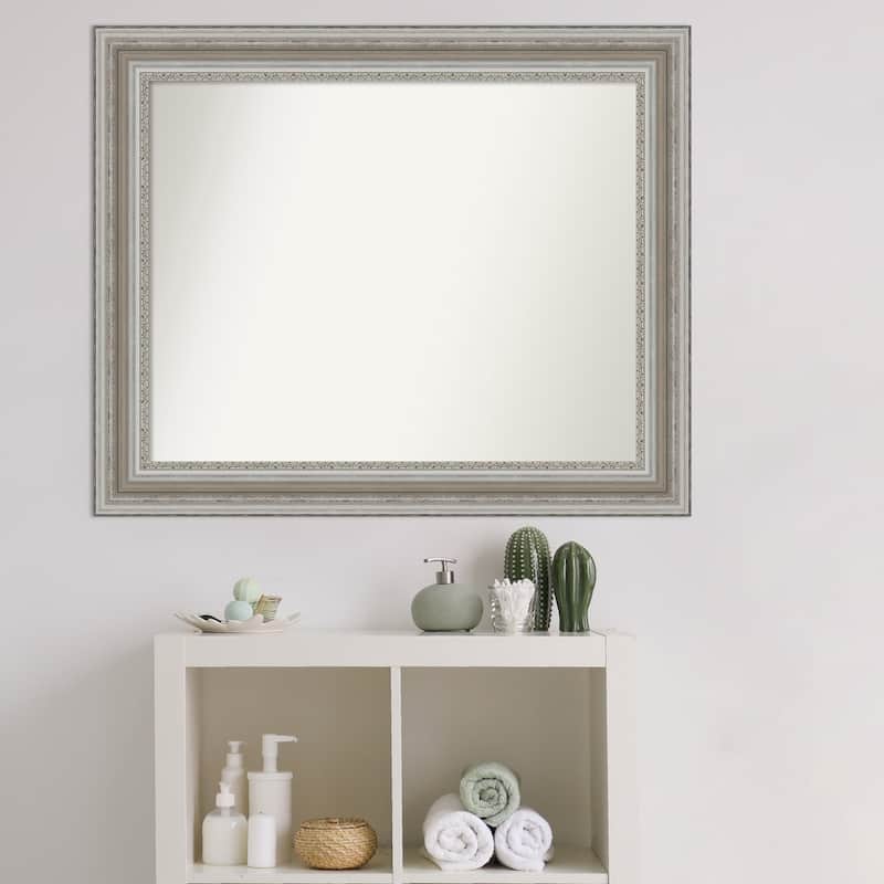 Non-Beveled Bathroom Wall Mirror - Parlor Silver Frame