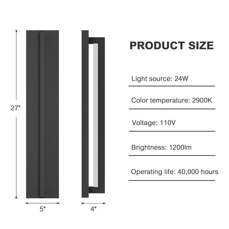 Long Outdoor Wall Lights Waterproof Modern Exterior Lighting Fixtures