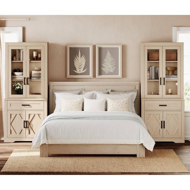 5 Tier Bookcase with Barn Door,73.3" Tall Open Storage Bookshelf