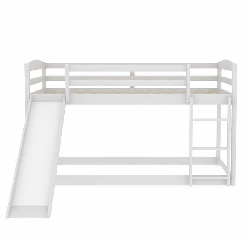 Convertible Twin Bunk Bed with Slide and Ladder in White