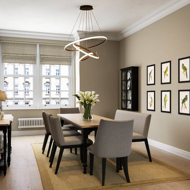 LED Tiered Linear Design Pendant Light, Classic Semi Flush Mount Chandelier for Dining Room Living Room Bedroom Kitchen - 1