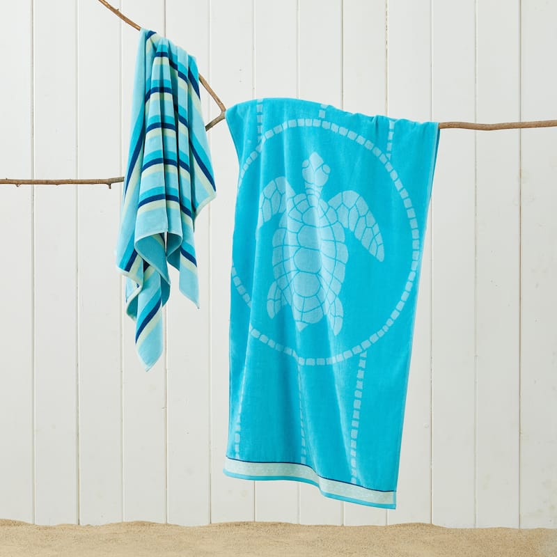 Linery & Co. 100% Cotton Jacquard 2 Pack Summer Beach Towels