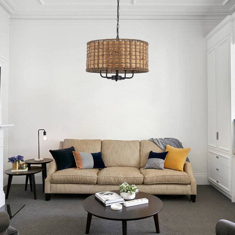 5-Light Candlestick Circle Hanging Farmhouse Chandelier Linear Island Chandelier Lighting for Dining Room