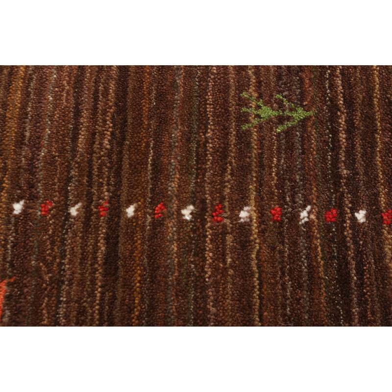 ECARPETGALLERY Hand Loomed Kashkuli Gabbeh Dark Brown Wool Rug - 3'11 x 6'1