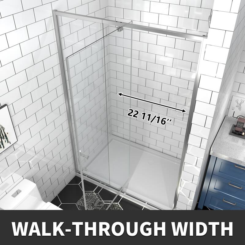 Modland 42''/48''/54''/60''W x 71''H Frameless Pivot Swing Shower Door Enclosure with 1/4" SGCC Tempered Glass Door