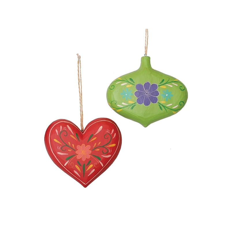 Folk Art Handmade Christmas Xmas Ornament Set of 4 - Set of 4