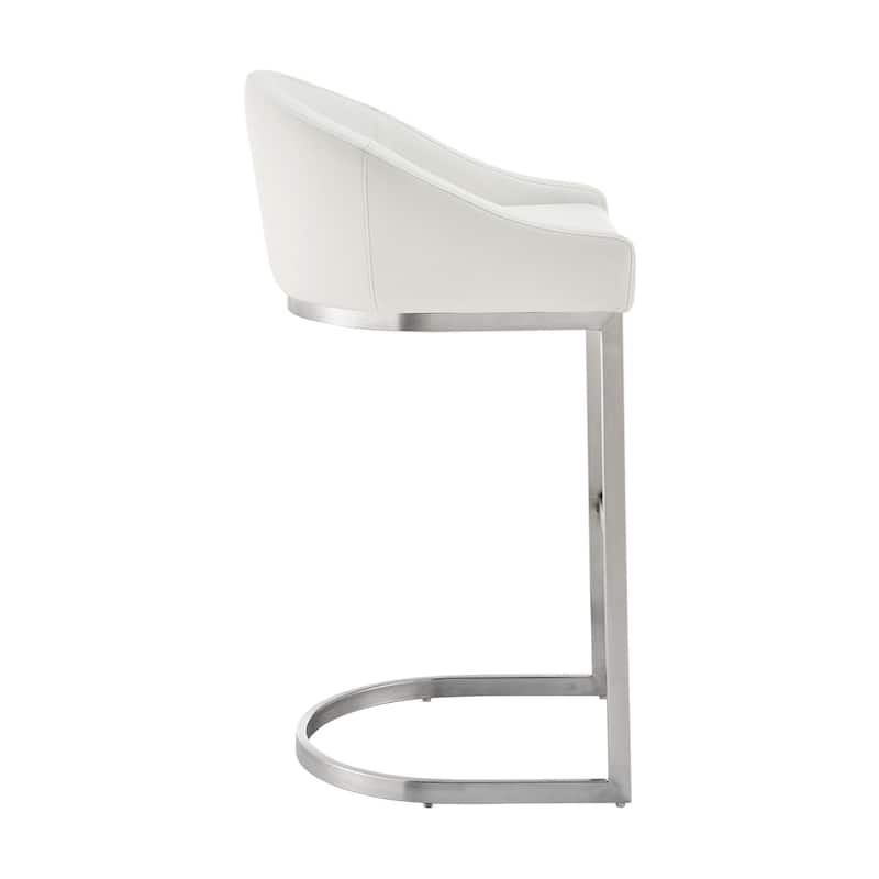 Katherine Upholstered Metal Bar or Counter Height Stool with Cantilever Base