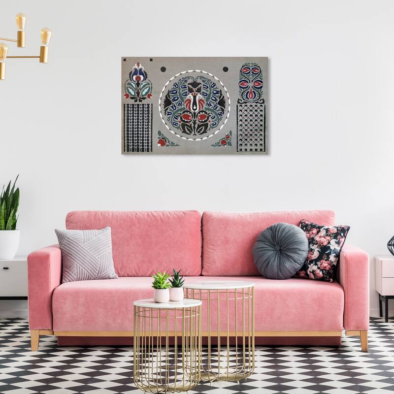 Wynwood Studio Symbols and Objects FLORETA Gray and Light Gray Bohemian & Eclectic Wall Art Canvas Print - 24 x 36