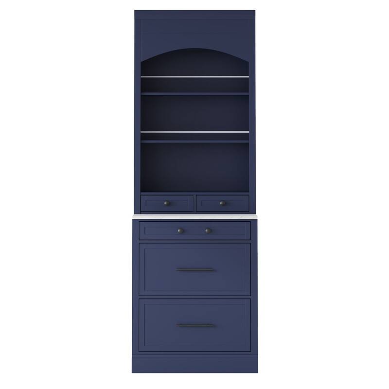 Kitchen Pantry with Countertop, Tall Freestanding Storage Cabinet with 5 Storage Drawers & Adjustable Shelf