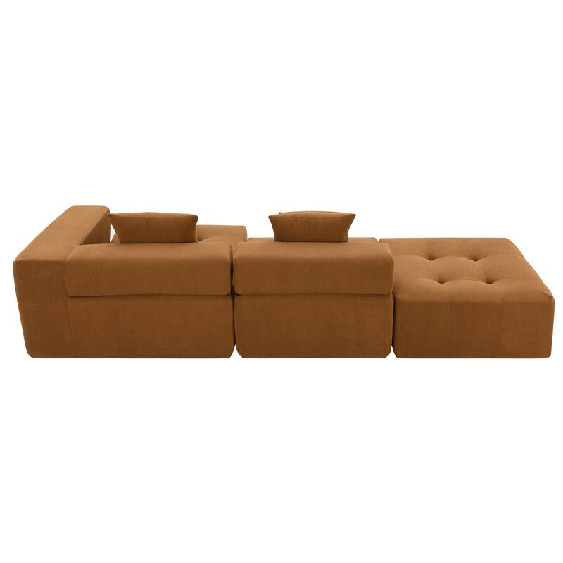 L Shaped Modular Cloud Sofa, Sectional Corduroy Couch