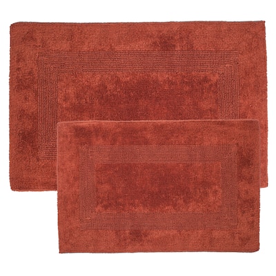 Bathroom Rugs - Cotton Bathroom Mat Set - Machine Washable Bath Mats by Lavish Home (Brick)