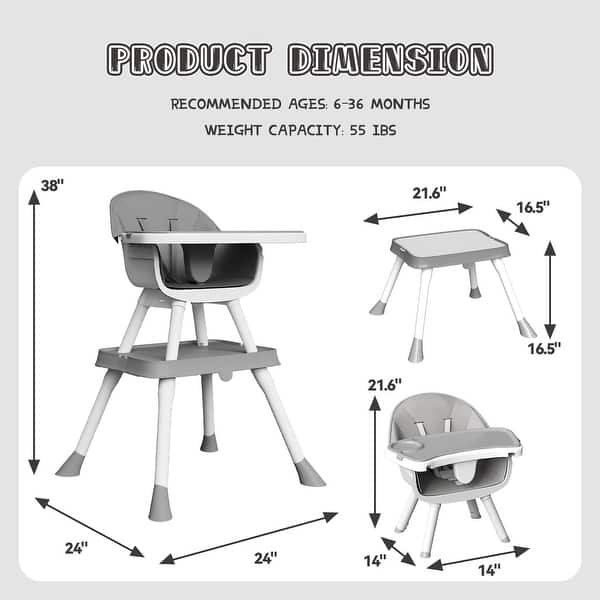 8 in 1 Convertible High Chair for Babies & Toddlers Table Chair Set