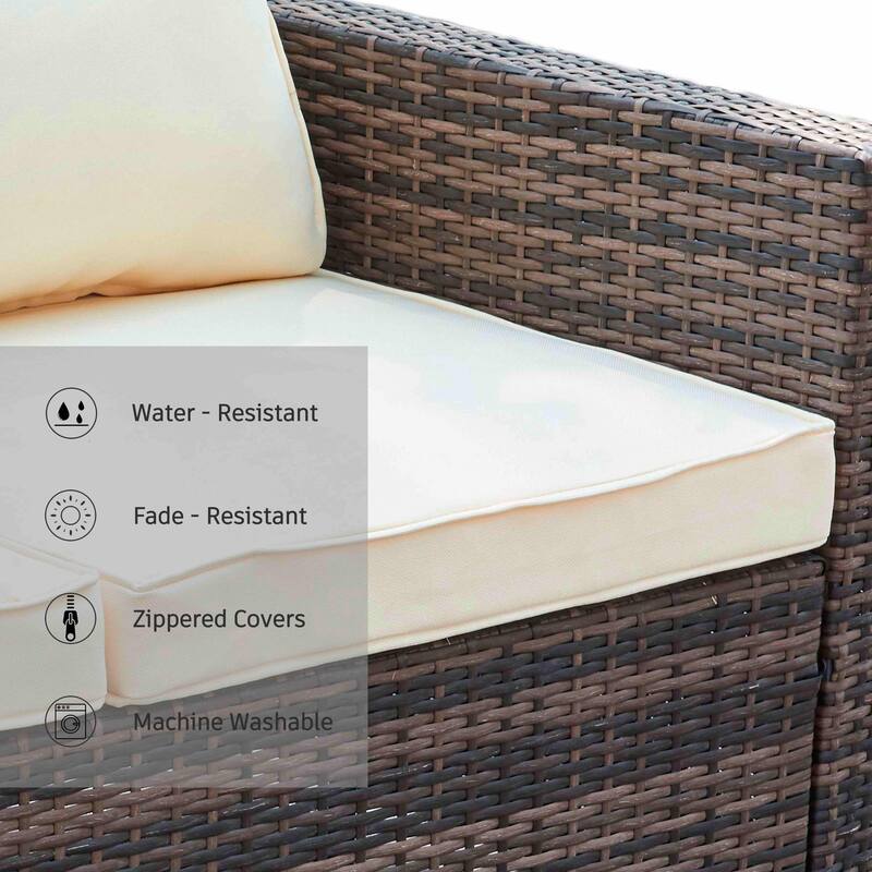 3-piece Outdoor Sectional Furniture All-weather Wicker Patio Conversation sets, Beige