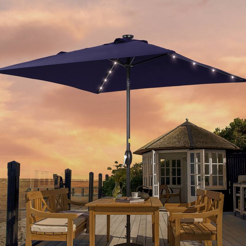 LIVOOSUN 6.5×6.5FT LED Square Patio Umbrella with UPF50+, Tilt Function, and Wind-Resistant Design——Experience Outdoor Comfort