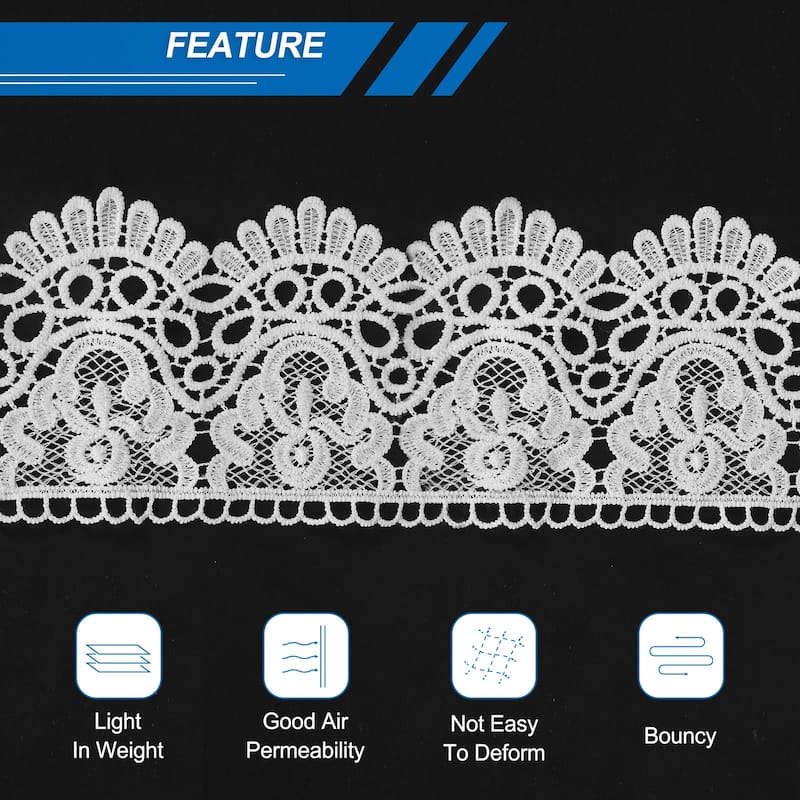4 Inch Wide Lace Ribbon Floral Pattern Lace Trim Ribbon
