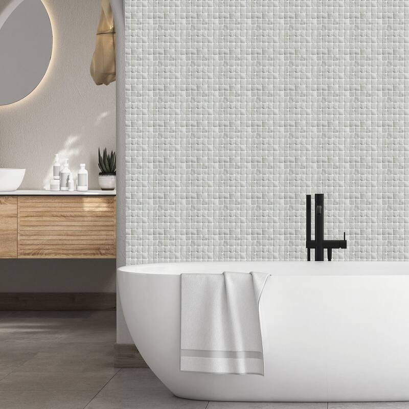Molar 5 White Pebble Mosaic Tiles for Backsplash Kitchen and Bathroom Wall (12" X 12") 5 tiles per case - Case (5 Tiles)
