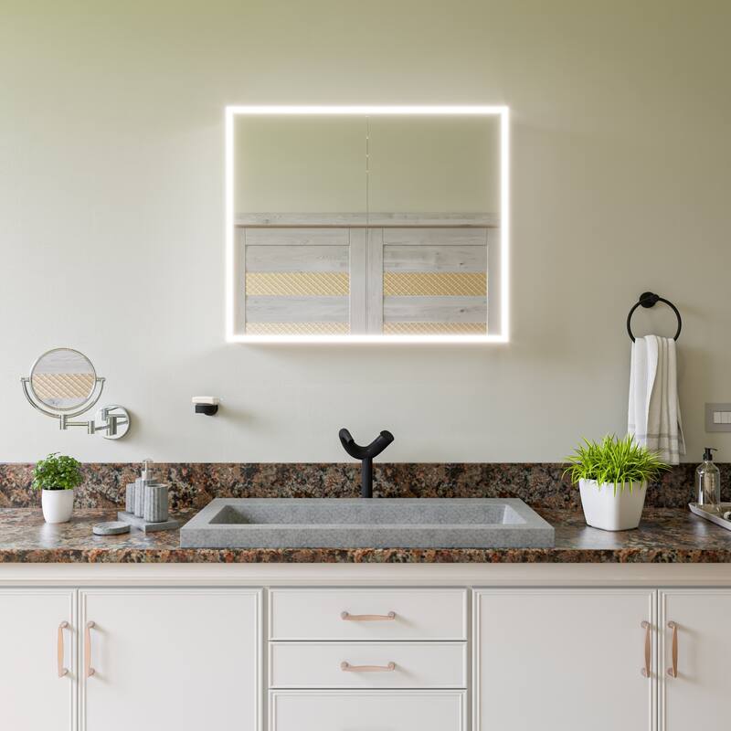 ALFI brand 40" Solid Concrete Gray Matte Trough Sink for the Bathroom