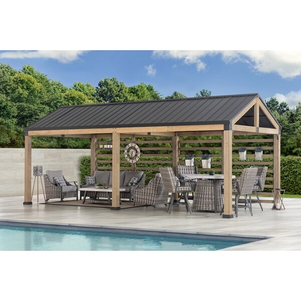SUNJOY Newville 10.1 ft. x 21.6 ft. FSC Wood Carport - Bed Bath