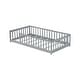 preview thumbnail 85 of 84, Montessori Twin Size Toddler Floor Bed with Fence without Door, Open-row Design Wood Frame Platform Bed with Safety Guardrails