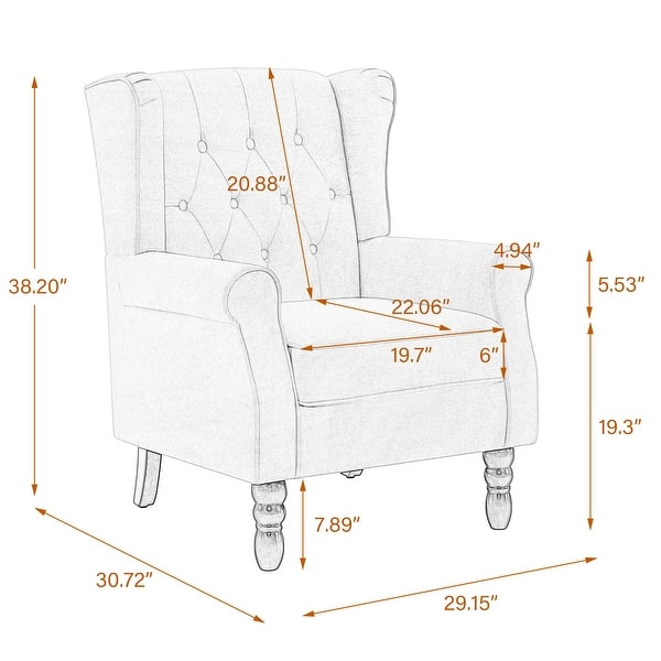 dimension image slide 1 of 2, Button Tufted Armchair Wingback Wood legs Accent Chairs (Set of 2)