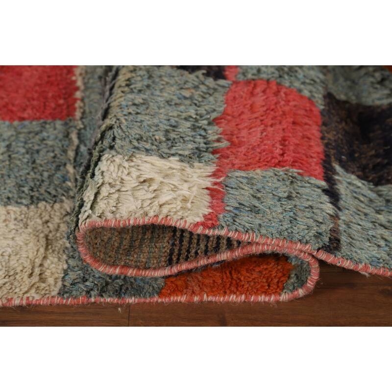 Checkered Moroccan Area Rug Hand-Knotted Wool Carpet - 8'0" x 10'11"