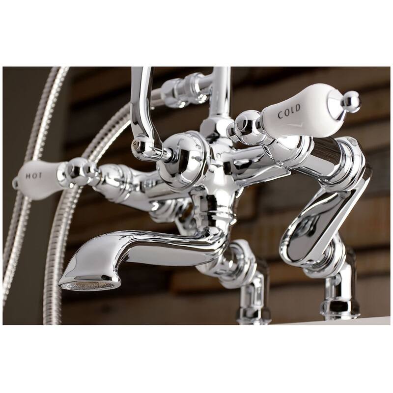Kingston Brass Vintage Deck Mounted Clawfoot Tub Filler with Built-In - Polished Chrome