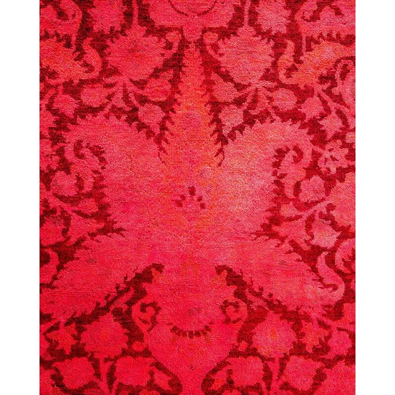 Overton Hand Knotted Wool Vintage Inspired Modern Contemporary Overdyed Pink Area Rug - 9' 3" x 12' 2"