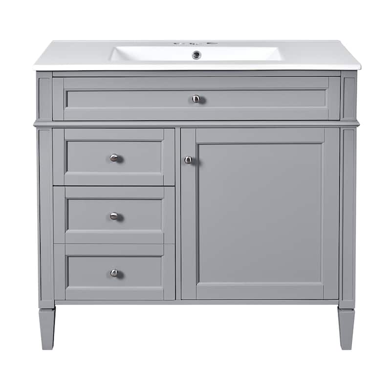36''Bathroom Vanity With Medicine Cabinet,Storage Cabinet With 2 Soft Closing Doors And 4 Drawers,Single Sink Bathroom Vanity