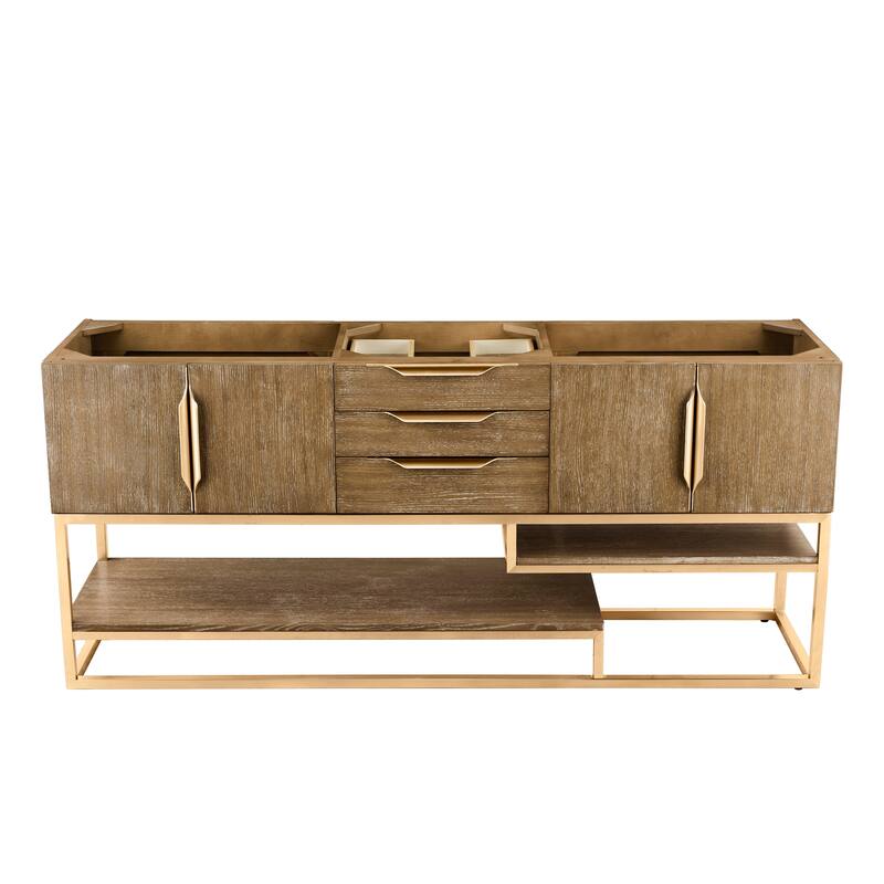 James Martin Vanities Columbia 72" Single Vanity, Latte Oak with Radiant Gold Hardware