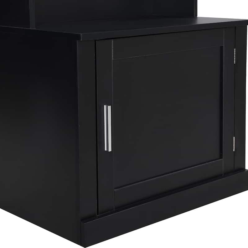 Roomfitters Minimalist Slim Hall Tree with Cabinet, Modern Storage Bench with Coat Rack and 6 Hooks for Mudroom