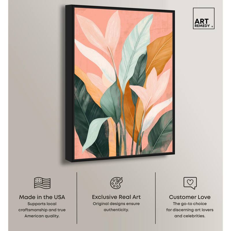 Peach and Palm Canvas by Art Remedy