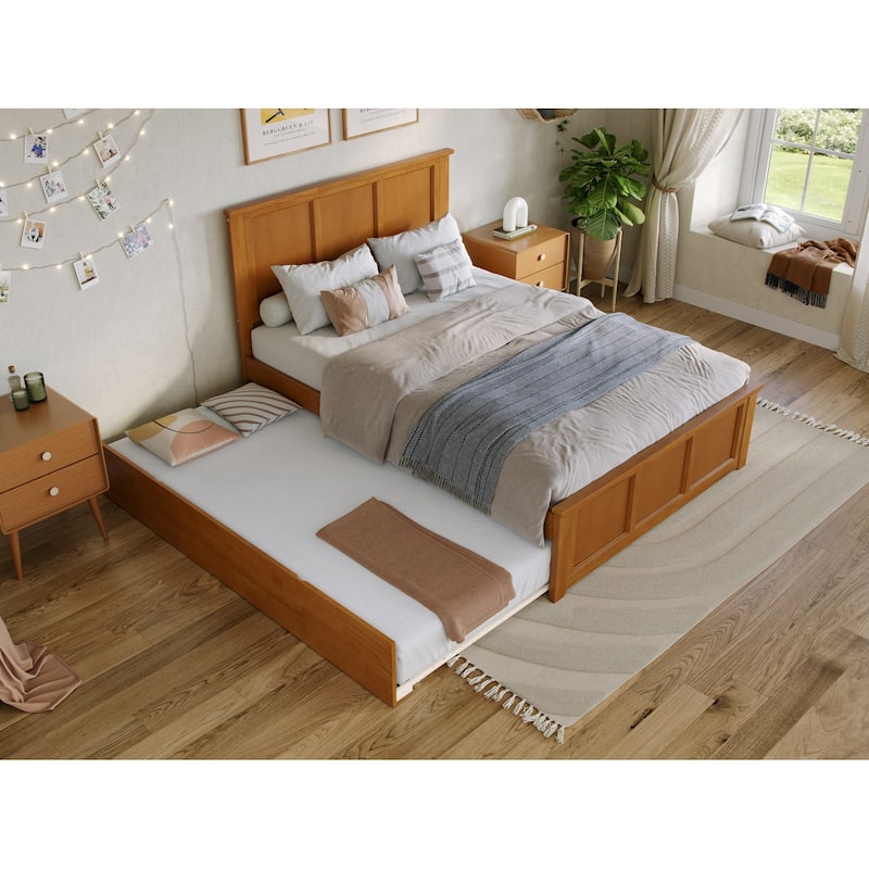 AFI Madison Full Size Platform Bed with Matching Footboard & Full Trundle