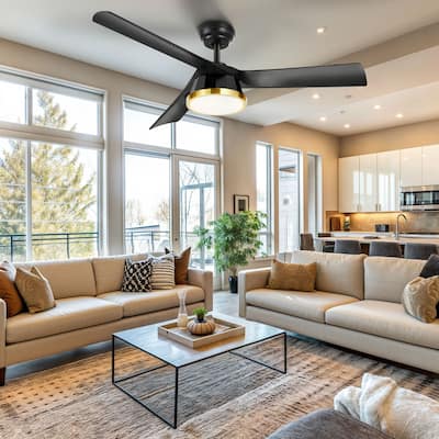 Modern 52 Inch Ceiling Fans with Lights & Remote For Indoor - 52"