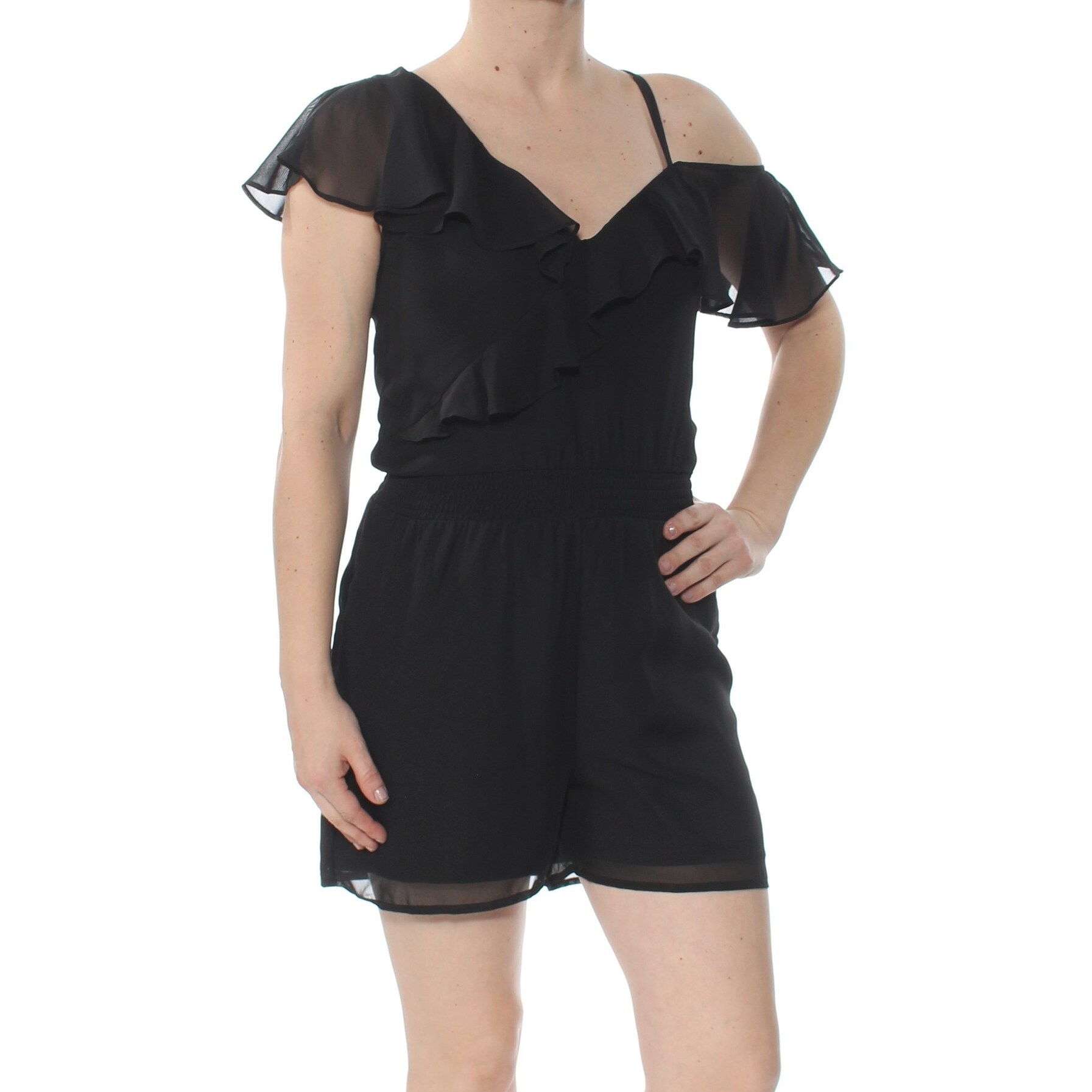 black short romper with sleeves