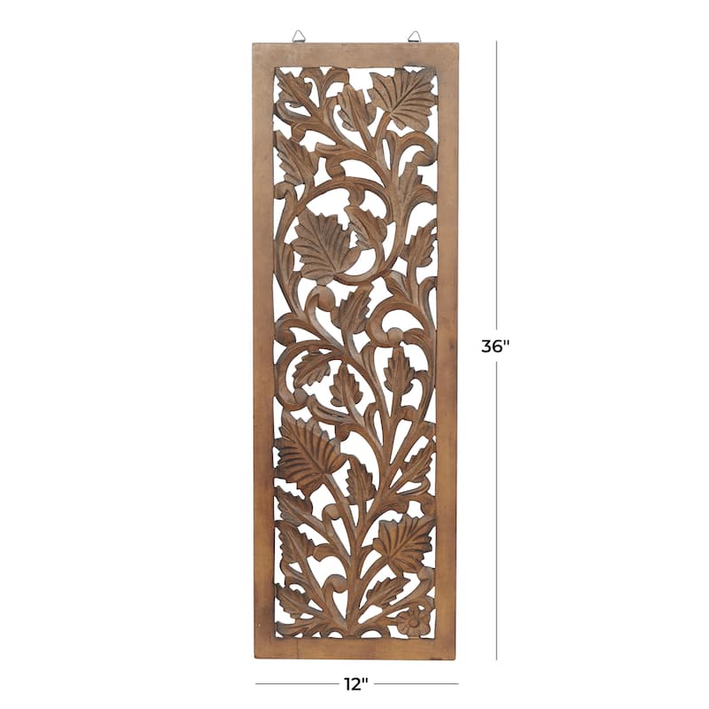 Wooden Scroll Intricately Carved Arabesque or Floral Carved Acanthus Home Wall Decor - Gold or Brown Roche River Décor