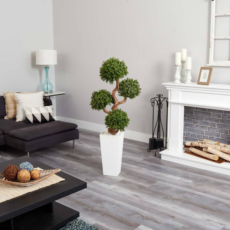 Artificial Topiary Tree with Planter - 55" Indoor Outdoor Decorative Greenery - Green