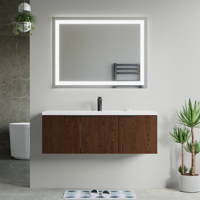 Dillon 48" Single Vanity Set - Walnut with Ceramic Basin