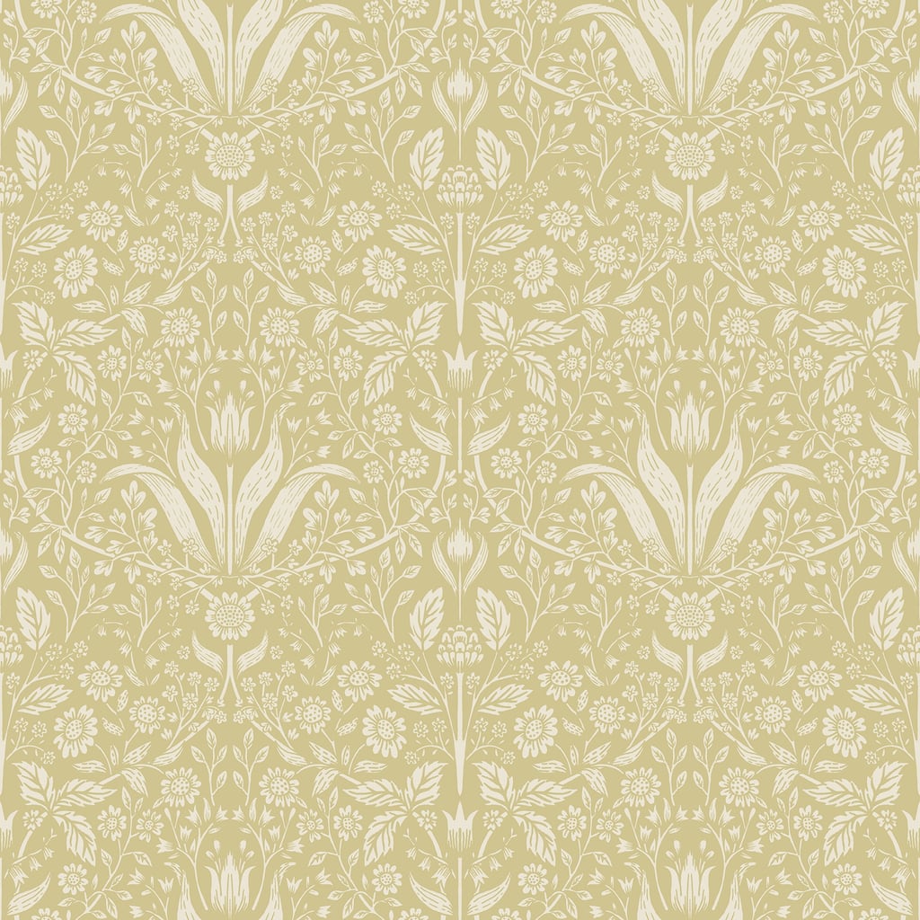 A-Street Prints Mara Yellow Tulip Ogee Wallpaper