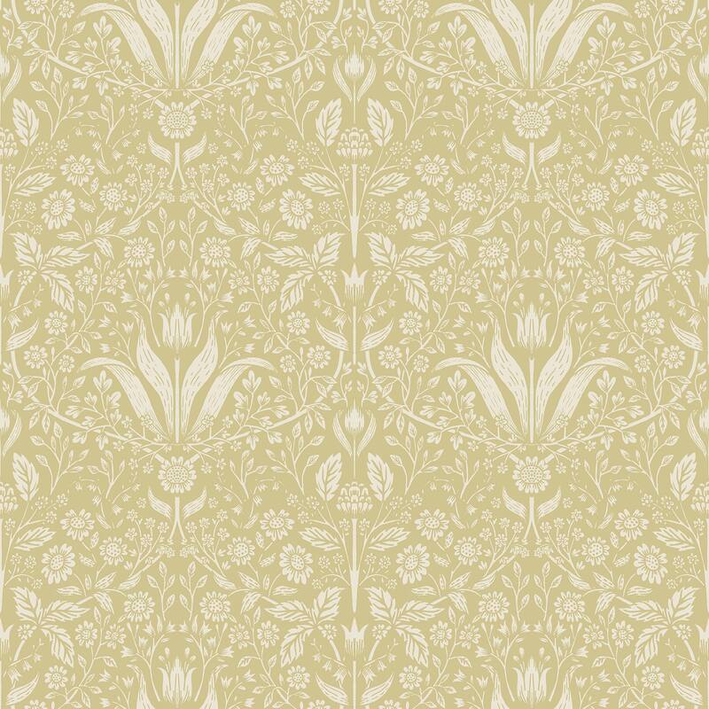 A-Street Prints Mara Yellow Tulip Ogee Wallpaper