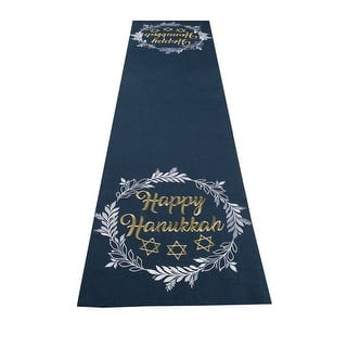 Happy Hanukkah Embroidered Table Runner, 15 by 70-Inch