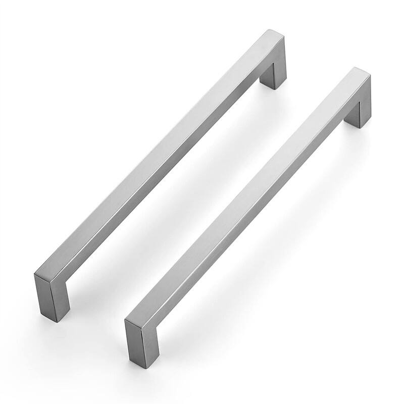 18 Pack 8 Inch Kitchen Square Cabinet Handles - 8.5"L x 0.5"W - Brushed Nickel